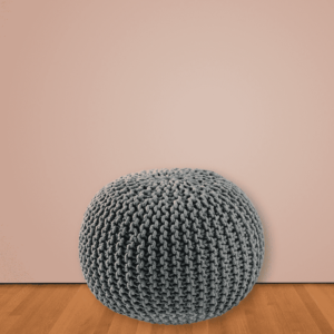 Ainamor Knitted Pouffe in Grey Colour by Fern India