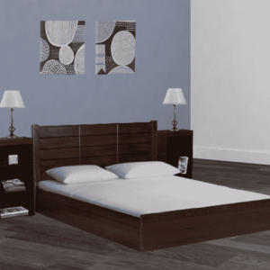 Ustet Queen Size Bed with Storage & Two Bedside Tables in Wenge Finish By Fern India