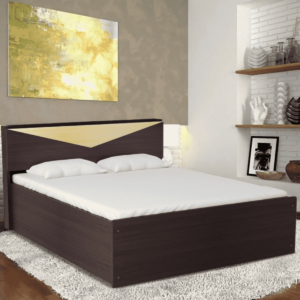 Ikorih Queen Size Bed with Headboard Storage in Walnut Finish By Fern India