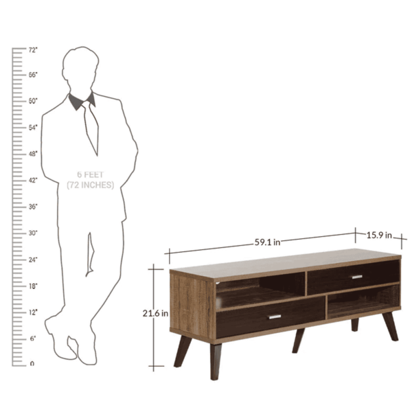 Iazukom Wide Tv Unit Cabinet in Oak Finish by Fern India