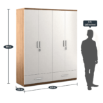 Omsok Apex 4 Door Wardrobe in Frosty White Colour by Fern India