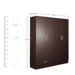Nesuoh Four Door Wardrobe in Walnut Finish by Fern India