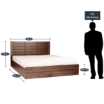 Ustet Queen Size Bed with Storage & Two Bedside Tables in Walnut Finish By Fern India