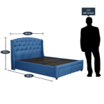 Olinad Upholstered Queen Size Bed in Navy Blue Colour with Storage Drawers By Fern India
