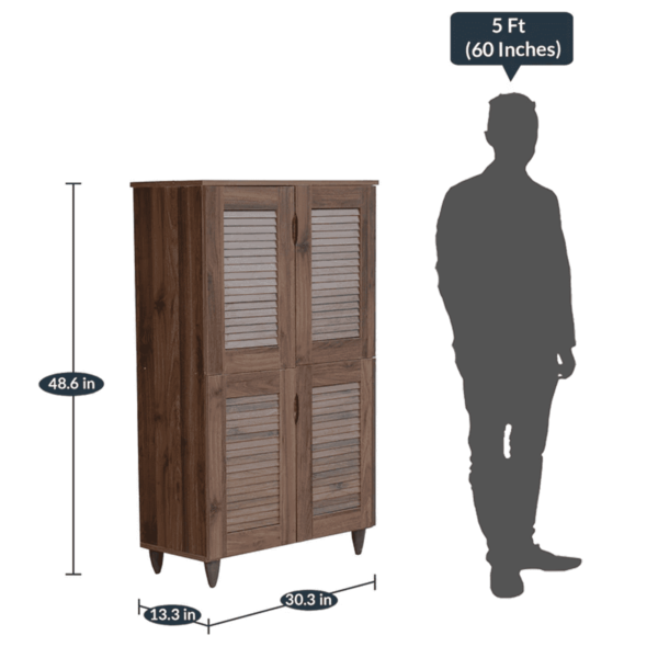 Uoruj 4 Door Shoe Cabinet in Columbia Walnut Finish by Fern India