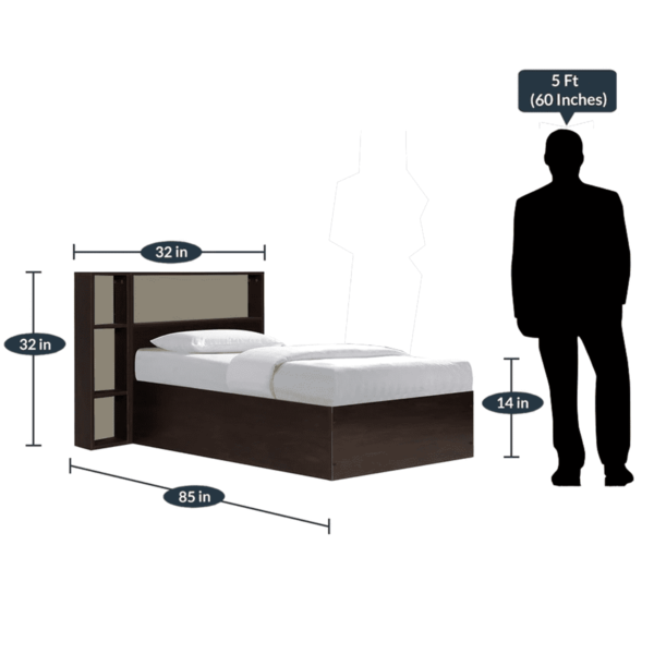 Lapo Single Bed in Walnut Finish by Fern India