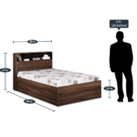 Nabru Single Bed with Head Board Shelf & Storage in Acacia Dark & Black Finish by Fern India