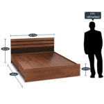 Aococ Queen Size Bed in Black & Acacia Dark Matt Finish by Fern India