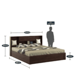 Emuy King Size Bed with Storage in Regato Walnut Colour By Fern India