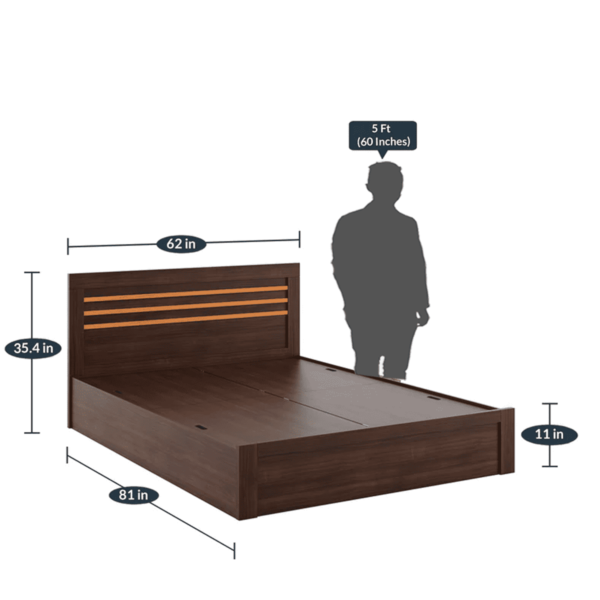 Amuos Queen Size Bed with Storage in Regato Walnut Colour By Fern India