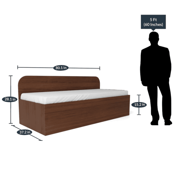 Nawid Single Bed with Storage in Walnut Color by Fern India