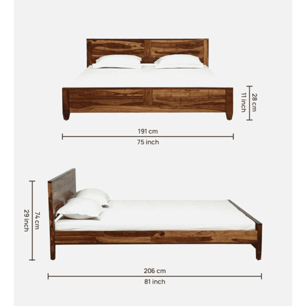 Nazzer Solid Wood King Size Bed In Rustic Teak Finish By Fern India