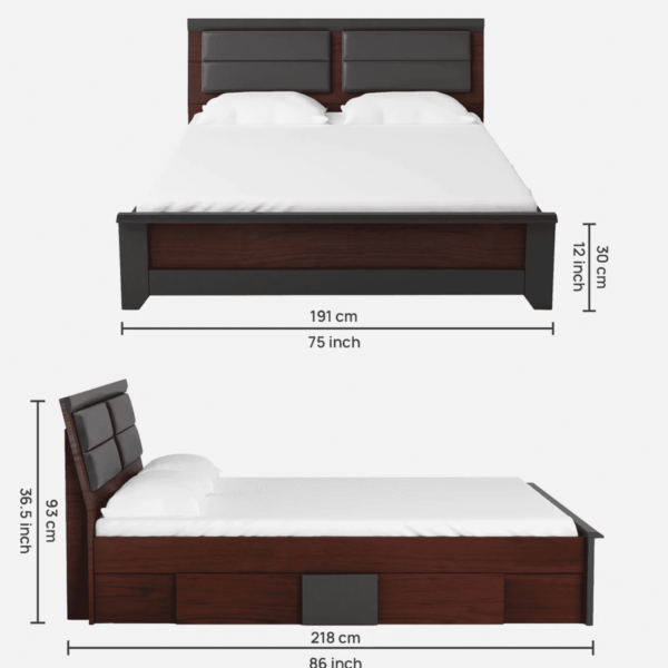 Atuoyr King Size Bed with Box Storage in Wenge Finish By Fern India