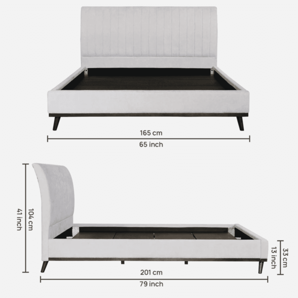 Osnola Upholstered Queen Size Bed in Beige Colour By Fern India