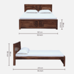 Ztir Solid Wood Queen Size Bed in Rustic Teak Finish By Fern India