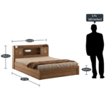 Omsok Rayan Queen Size Bed With Box Storage in Natural Teak Finish by Fern India