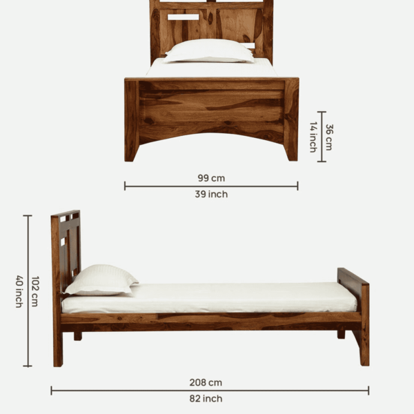 Yacsib Solid Wood Single Bed Without Storage In Rustic Teak Finish By Fern India