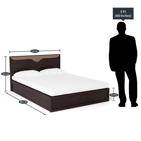 Yliac Queen Size Bed with Drawer Storage in Wenge Finish By Fern India