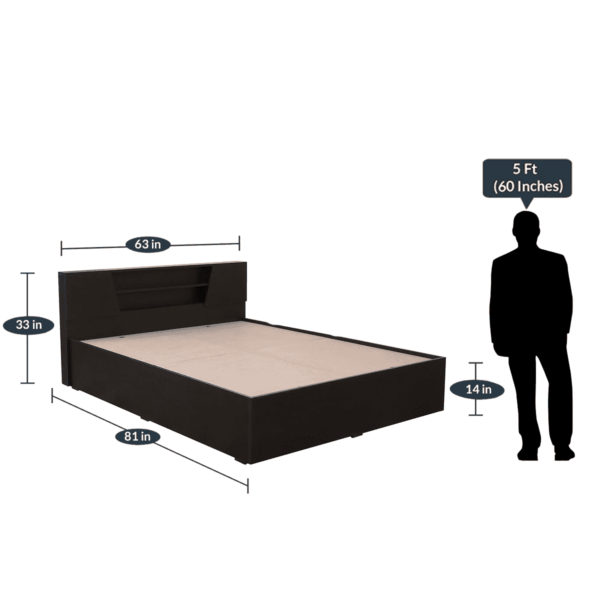 Akron Queen Size Bed with Box Storage in Wenge Finish - Mintwud by Fern India