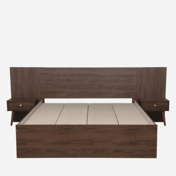 Narba King Size Bed with Bedside Tables in Brown Colour By Fern India