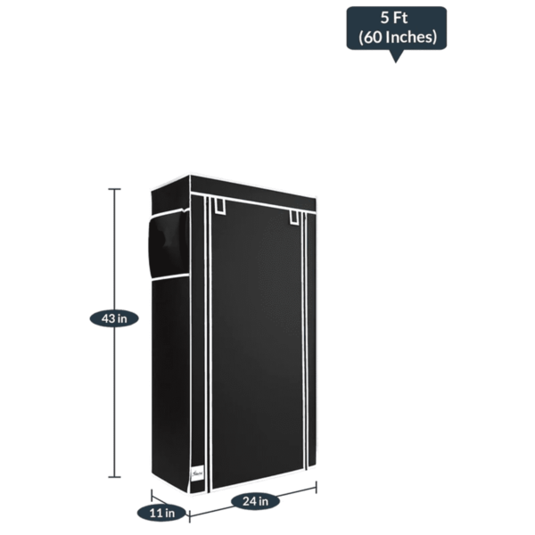 Enipla Shoe Rack with 6 Shelves & Cover in Black Colour by Fern India