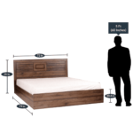 Ihciad King Size Bed with Bedside Table in Columbia Walnut Finish By Fern India