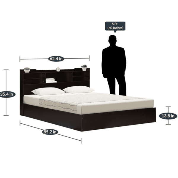 Lapoc Queen size Bed with Box Storage in Wenge Finish by Fern India