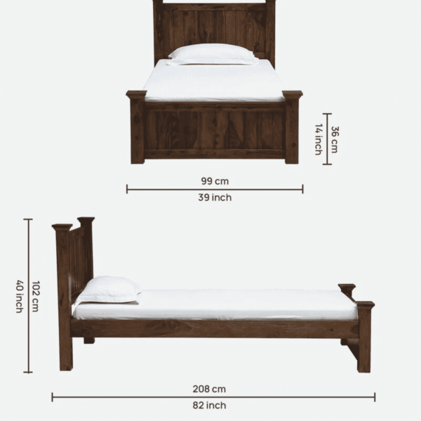 Zurc Solid Wood Single Bed in Provincial Teak Finish By Fern India