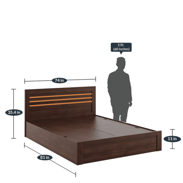 Amuos King Size Bed with Storage in Regato Walnut Colour By Fern India