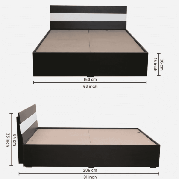 Resarf Queen Size Bed with Box Storage in Wenge Finish By Fern India