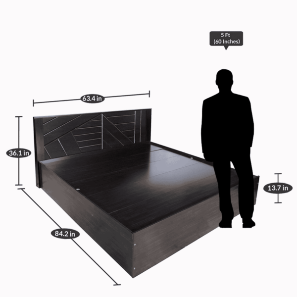 Areh  Queen Bed with Storage & 2 Side Tables in Wenge Finish by Athena Collection by Fern India