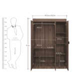 Drawde 3 Door Wardrobe in Walnut Colour by Fern India