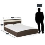 Neboj Queen Size Bed in Brown & Sonoma Oak Finish By Fern India