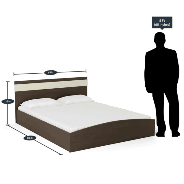 Neboj Queen Size Bed in Brown & Sonoma Oak Finish By Fern India