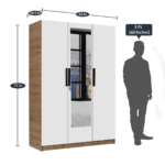 Enozo Deluxe 3 door Wardrobe With Mirror in Milky Oak Finish by Fern India