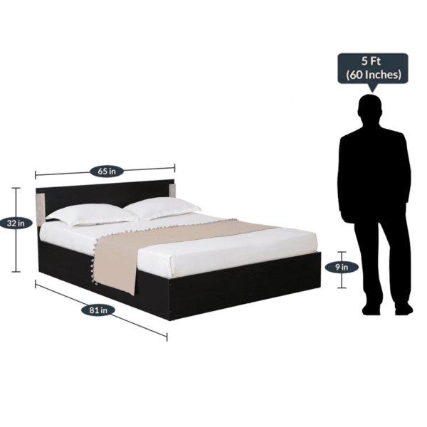 Ikkin Queen Size Bed in Brown & Sonoma Oak Finish by Fern India