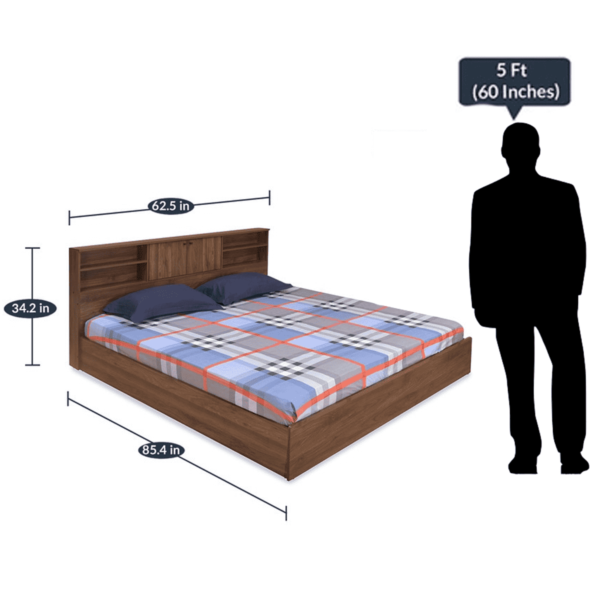 Rennug Queen Size Bed with Storage in Wenge Finish by Fern India