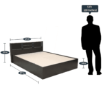 Ihcie Queen Size Bed in Black & Wenge- Light Bali Oak Finish with Box Storage By Fern India