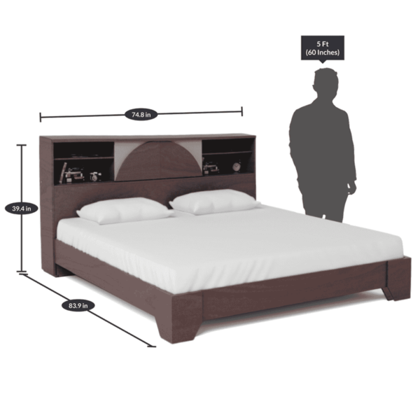 Adiv King Size Bed with Headboard Storage in Wenge Finish By Fern India