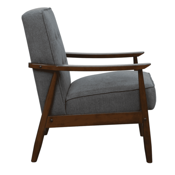 Nimzaj 1 seater Sofa in Dark Grey Colour with Brown Oak Finish by FernIndia.com