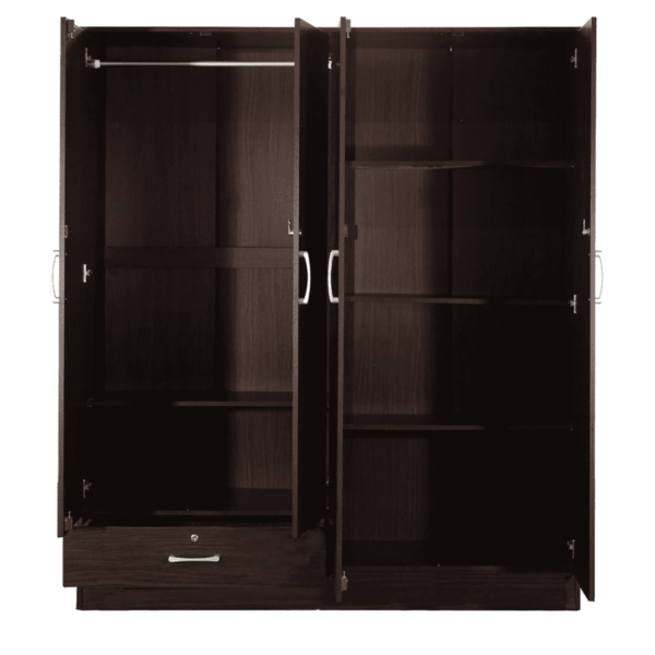 Nesuoh Four Door Wardrobe in Walnut Finish by Fern India