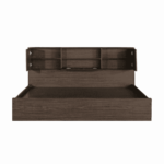 Ikedih Blackline Queen Size Bed with Storage in Walnut Finish By Fern India