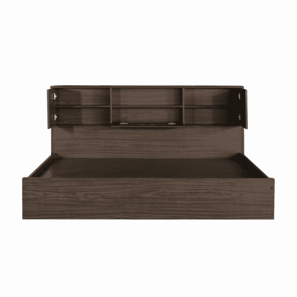 Ikedih Blackline Queen Size Bed with Storage in Walnut Finish By Fern India