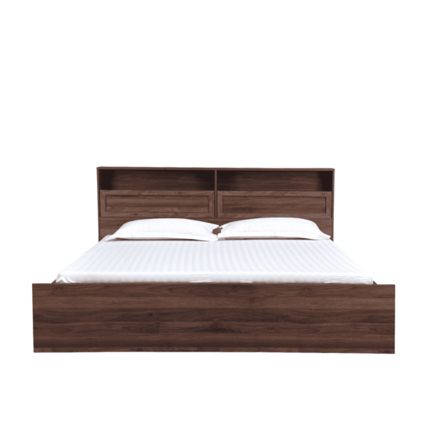 Assyla Queen Size Bed with Storage in Columbia Walnut Finish by Fern India