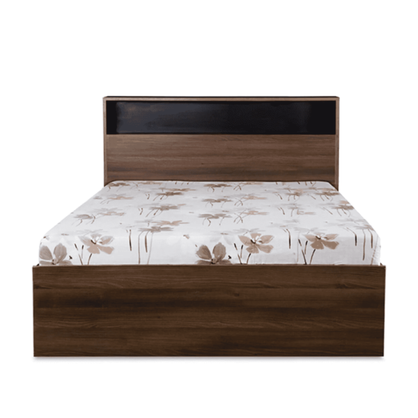 Nabru Single Bed with Head Board Shelf & Storage in Acacia Dark & Black Finish by Fern India