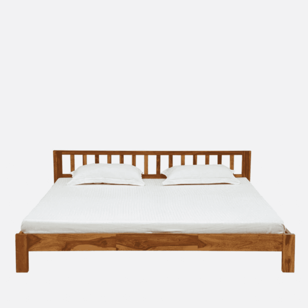 Droftreh Solid Wood Queen Size Bed in Rustic Teak Finish By Fern India