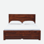 Ruges Solid Wood King Size Bed with Storage in Honey Oak Finish By Fern India