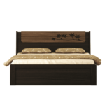 Omsok Maple Queen Size Bed with Storage in Fumed Oak Melamine Finish by Fern India