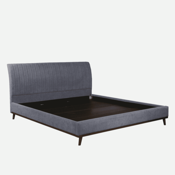 Osnola Upholstered Queen Size Bed in Dark Grey Colour By Fern India