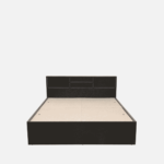 Ihcie Queen Size Bed in Black & Wenge- Light Bali Oak Finish with Box Storage By Fern India